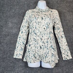 Pure Jill Women Cottagecore Lagenlook Floral Tencel Tunic Top Pocket Petite S